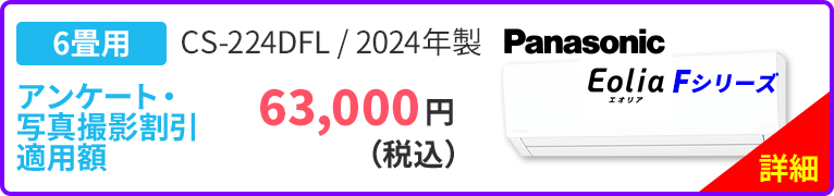 6畳用 Panasonic パナソニック Eolia エオリア Fシリーズ CS-224DFL 2024年製