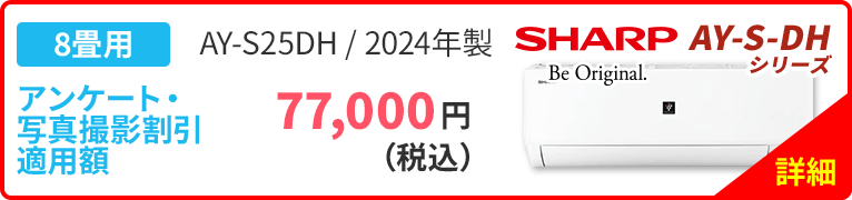 8畳用 SHARP シャープ AY-R-DHシリーズ AY-S25DH 2024年製